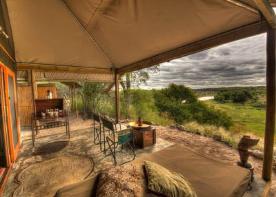 Private verandah and view at Meno a Kwena Lodge, Botswana